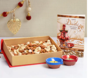 Dry Fruit Box + Greeting Card + Diya set MICEkart